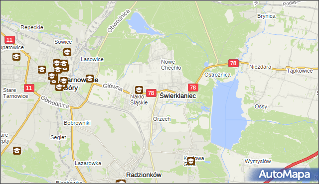 mapa Świerklaniec, Świerklaniec na mapie Targeo