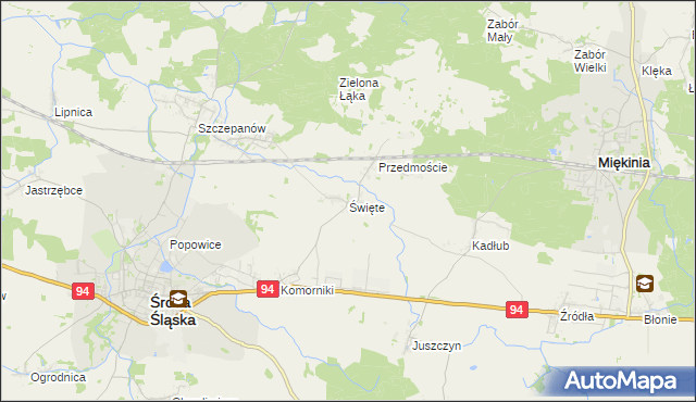 mapa Święte gmina Środa Śląska, Święte gmina Środa Śląska na mapie Targeo