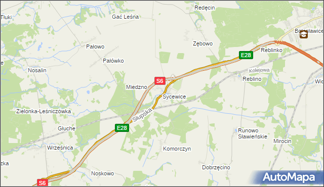 mapa Sycewice, Sycewice na mapie Targeo