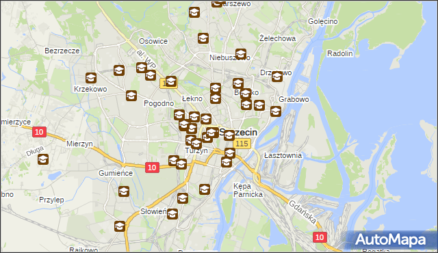 mapa Szczecina, Szczecin na mapie Targeo
