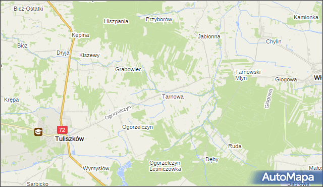 mapa Tarnowa gmina Tuliszków, Tarnowa gmina Tuliszków na mapie Targeo