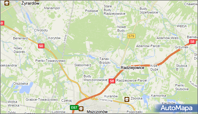 mapa Tartak Brzózki, Tartak Brzózki na mapie Targeo