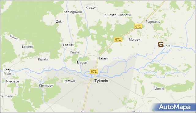 mapa Tatary gmina Tykocin, Tatary gmina Tykocin na mapie Targeo