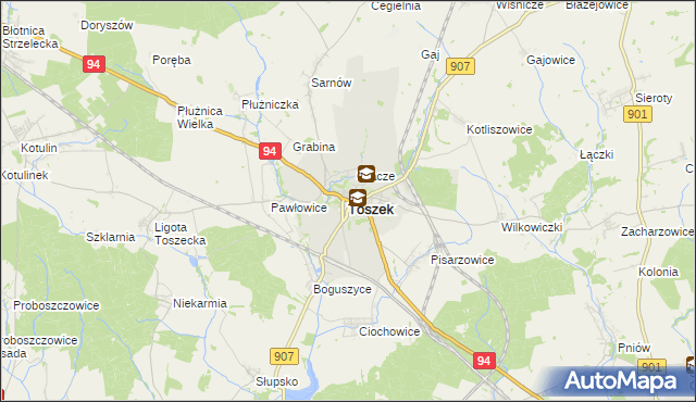 mapa Toszek, Toszek na mapie Targeo