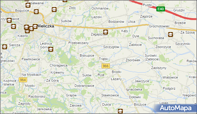 mapa Trąbki gmina Biskupice, Trąbki gmina Biskupice na mapie Targeo