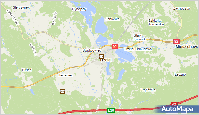 mapa Trzciel powiat międzyrzecki, Trzciel powiat międzyrzecki na mapie Targeo