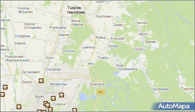 mapa Trześń gmina Mielec, Trześń gmina Mielec na mapie Targeo