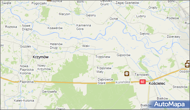 mapa Trzęśniew, Trzęśniew na mapie Targeo