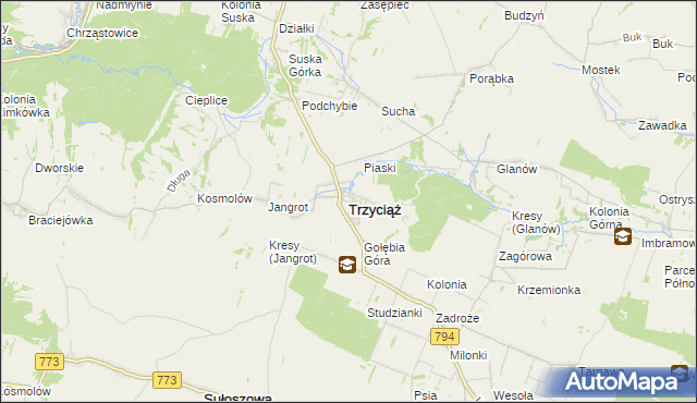 mapa Trzyciąż, Trzyciąż na mapie Targeo