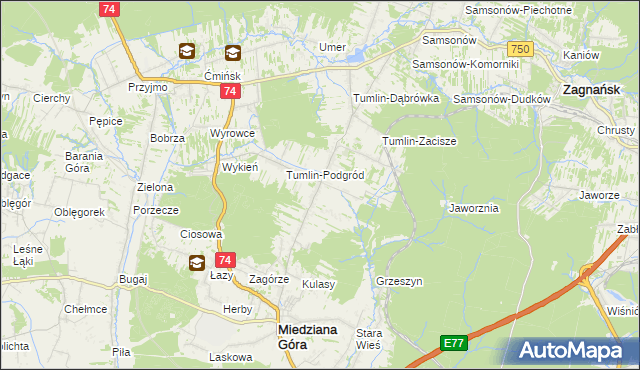 mapa Tumlin-Wykień, Tumlin-Wykień na mapie Targeo