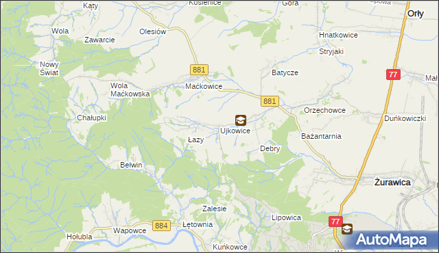 mapa Ujkowice, Ujkowice na mapie Targeo