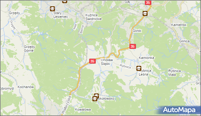 mapa Unisław Śląski, Unisław Śląski na mapie Targeo