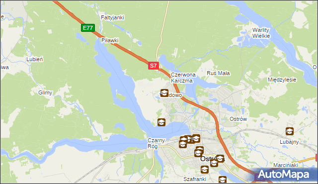 mapa Wałdowo gmina Ostróda, Wałdowo gmina Ostróda na mapie Targeo