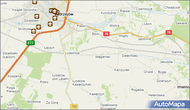 mapa Węgleniec, Węgleniec na mapie Targeo