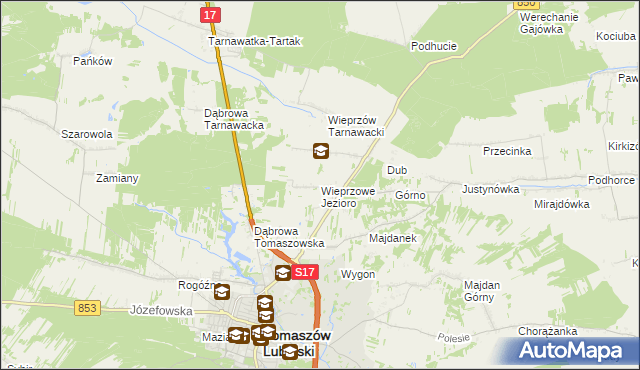 mapa Wieprzowe Jezioro, Wieprzowe Jezioro na mapie Targeo