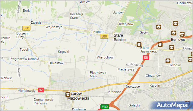 mapa Wieruchów, Wieruchów na mapie Targeo