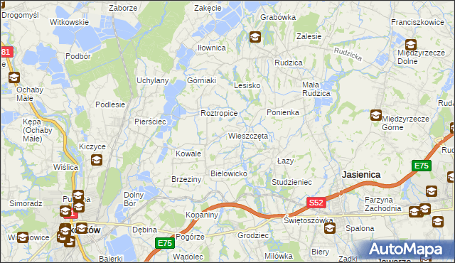 mapa Wieszczęta, Wieszczęta na mapie Targeo