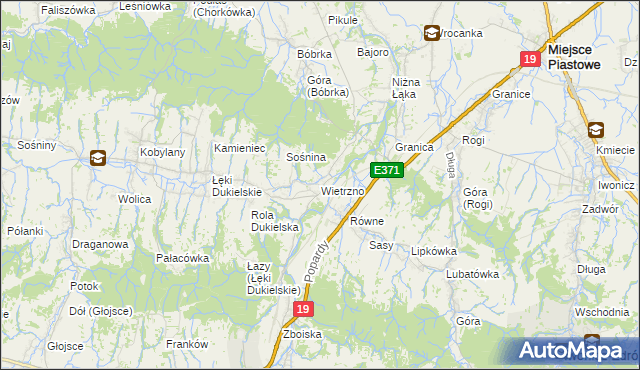 mapa Wietrzno gmina Dukla, Wietrzno gmina Dukla na mapie Targeo