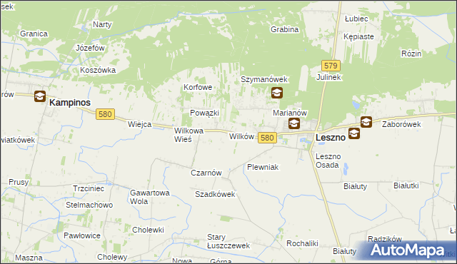 mapa Wilków gmina Leszno, Wilków gmina Leszno na mapie Targeo