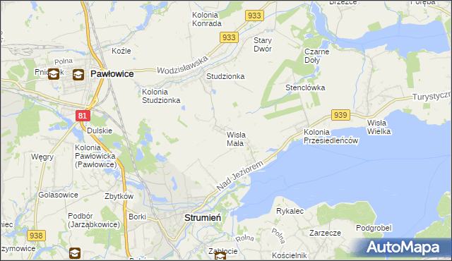 mapa Wisła Mała, Wisła Mała na mapie Targeo