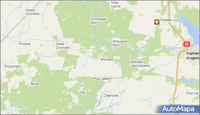 mapa Witkowo gmina Kamień Krajeński, Witkowo gmina Kamień Krajeński na mapie Targeo