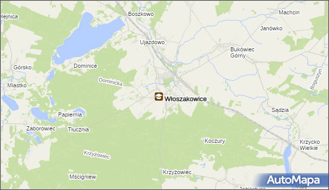 mapa Włoszakowice, Włoszakowice na mapie Targeo