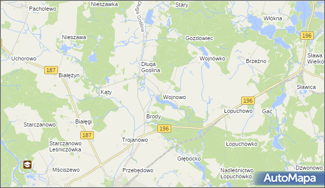 mapa Wojnowo gmina Murowana Goślina, Wojnowo gmina Murowana Goślina na mapie Targeo