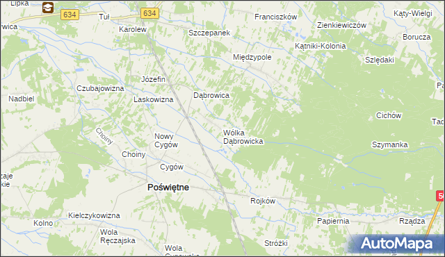 mapa Wólka Dąbrowicka, Wólka Dąbrowicka na mapie Targeo