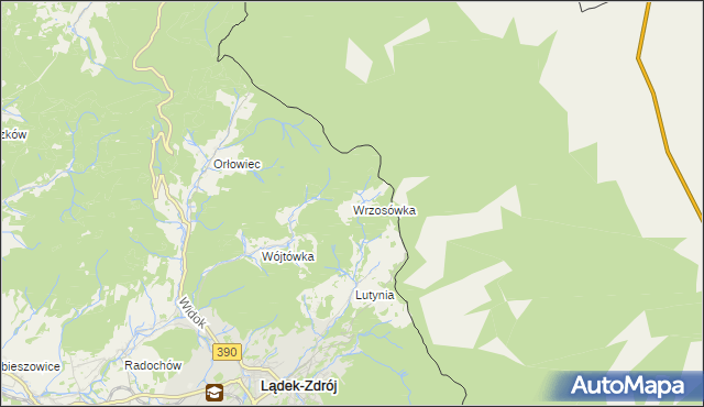 mapa Wrzosówka gmina Lądek-Zdrój, Wrzosówka gmina Lądek-Zdrój na mapie Targeo