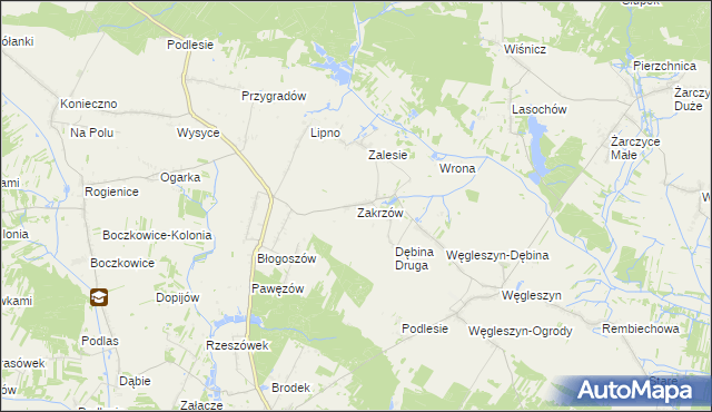 mapa Zakrzów gmina Oksa, Zakrzów gmina Oksa na mapie Targeo