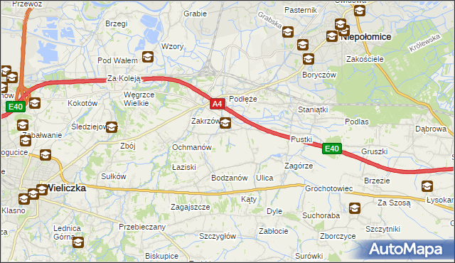 mapa Zakrzowiec, Zakrzowiec na mapie Targeo