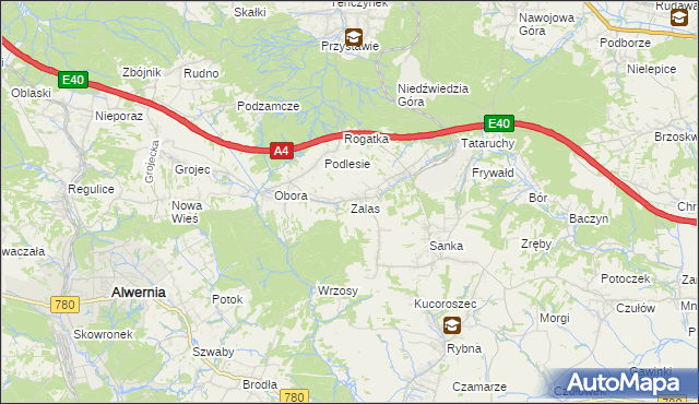 mapa Zalas gmina Krzeszowice, Zalas gmina Krzeszowice na mapie Targeo