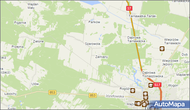 mapa Zamiany, Zamiany na mapie Targeo