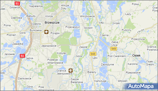 mapa Zasole, Zasole na mapie Targeo