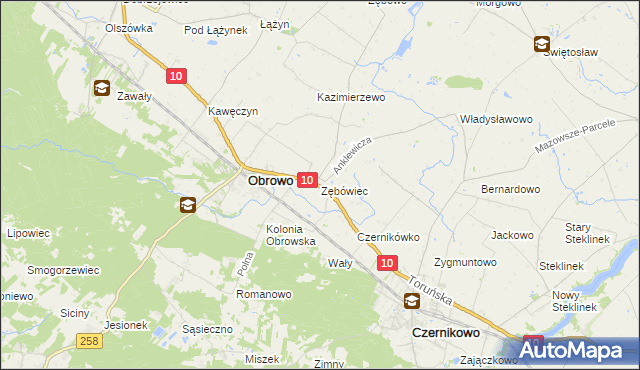 mapa Zębówiec, Zębówiec na mapie Targeo