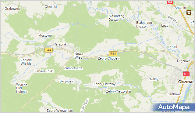 mapa Żebry-Chudek, Żebry-Chudek na mapie Targeo