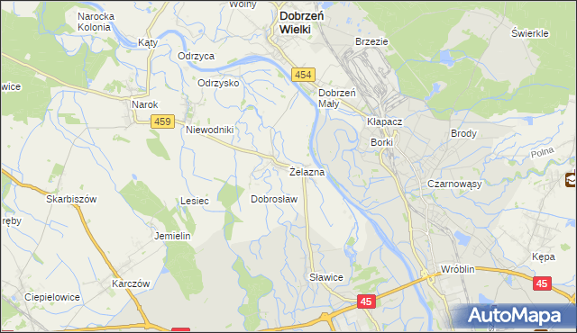 mapa Żelazna gmina Dąbrowa, Żelazna gmina Dąbrowa na mapie Targeo