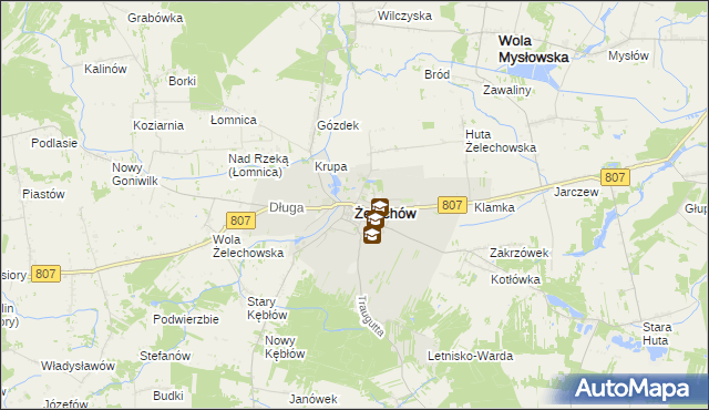 mapa Żelechów powiat garwoliński, Żelechów powiat garwoliński na mapie Targeo