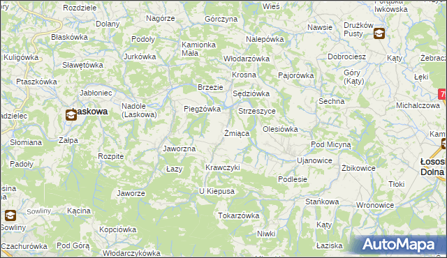 mapa Żmiąca, Żmiąca na mapie Targeo