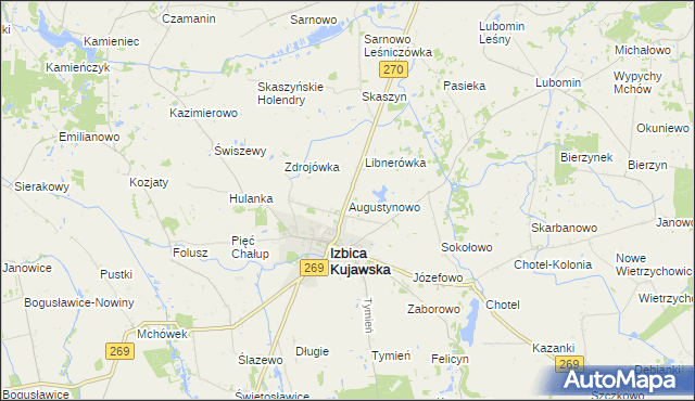 mapa Augustynowo gmina Izbica Kujawska, Augustynowo gmina Izbica Kujawska na mapie Targeo