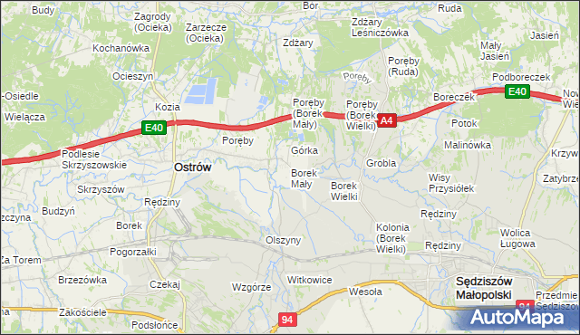 mapa Borek Mały, Borek Mały na mapie Targeo