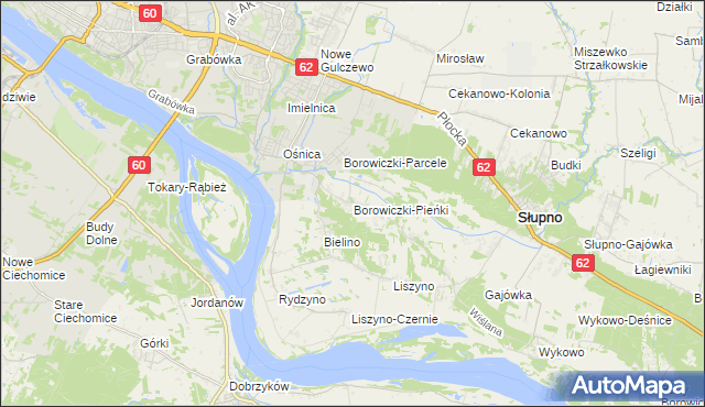 mapa Borowiczki-Pieńki, Borowiczki-Pieńki na mapie Targeo