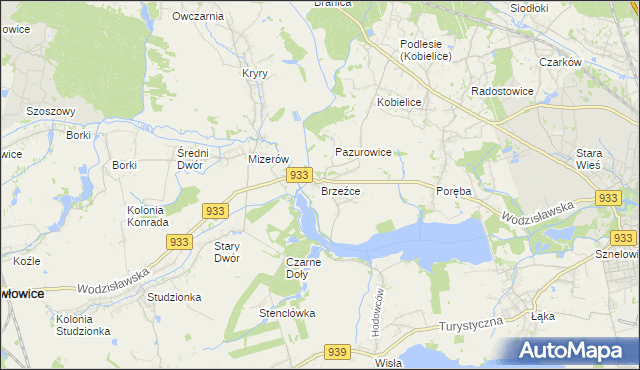 mapa Brzeźce gmina Pszczyna, Brzeźce gmina Pszczyna na mapie Targeo