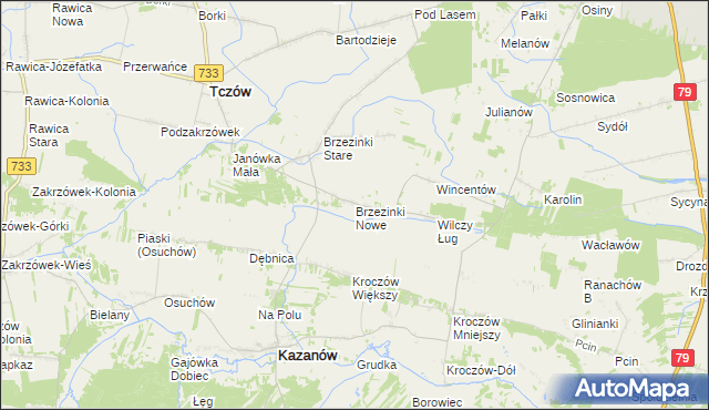 mapa Brzezinki Nowe, Brzezinki Nowe na mapie Targeo