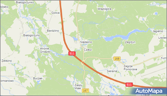 mapa Czacz gmina Świeszyno, Czacz gmina Świeszyno na mapie Targeo