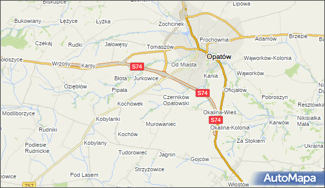 mapa Czerników Opatowski, Czerników Opatowski na mapie Targeo