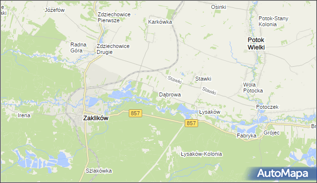 mapa Dąbrowa gmina Zaklików, Dąbrowa gmina Zaklików na mapie Targeo