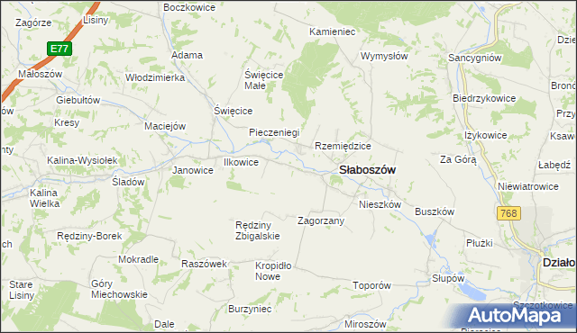 mapa Dziaduszyce, Dziaduszyce na mapie Targeo