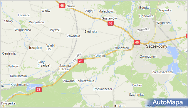 mapa Grabiec, Grabiec na mapie Targeo