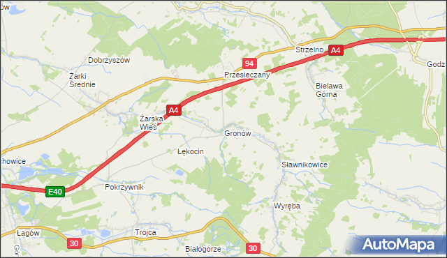 mapa Gronów gmina Zgorzelec, Gronów gmina Zgorzelec na mapie Targeo